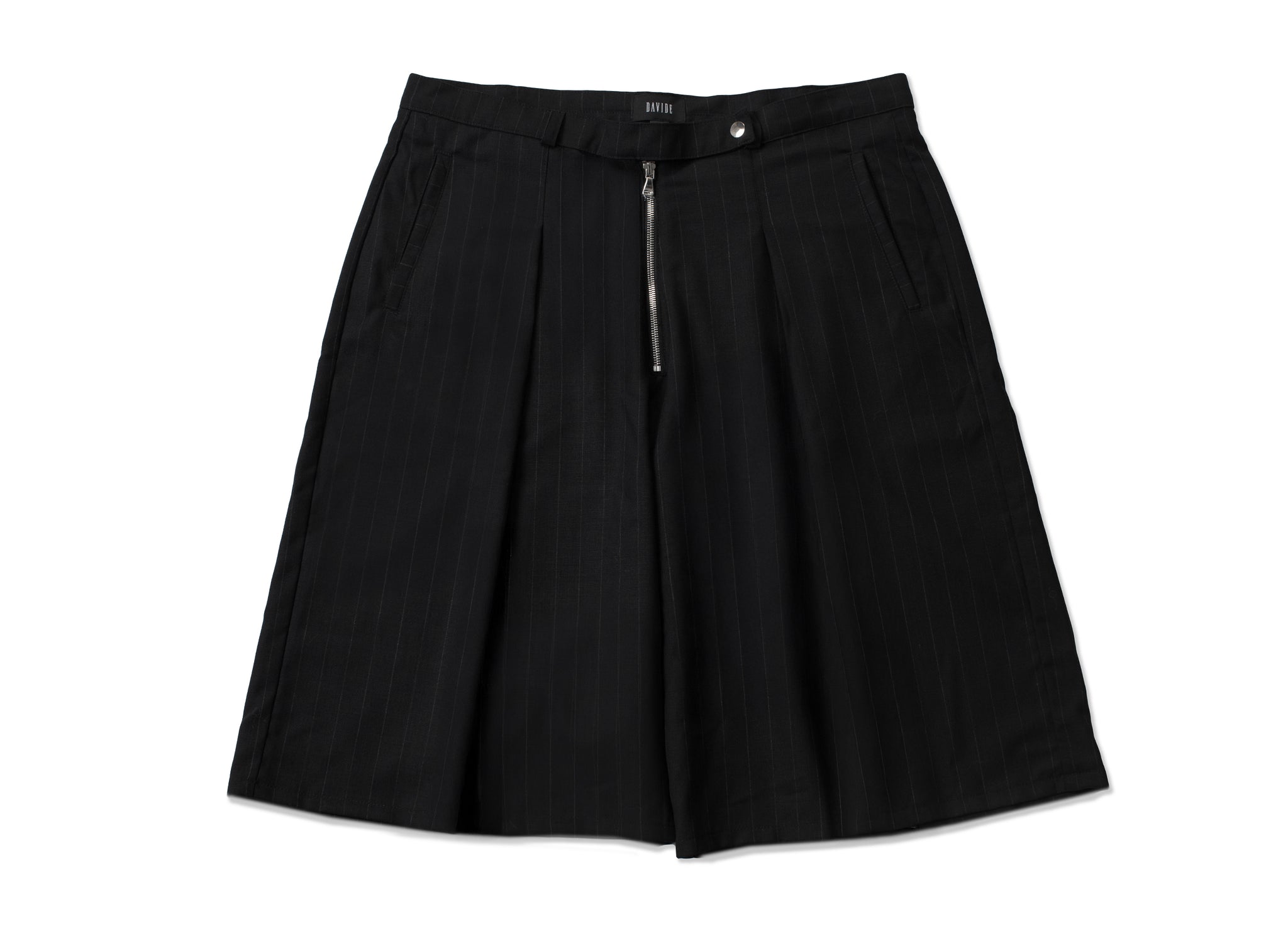 Pinstripe Pleated Shorts