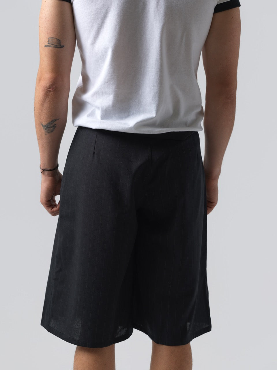 Pinstripe Pleated Shorts